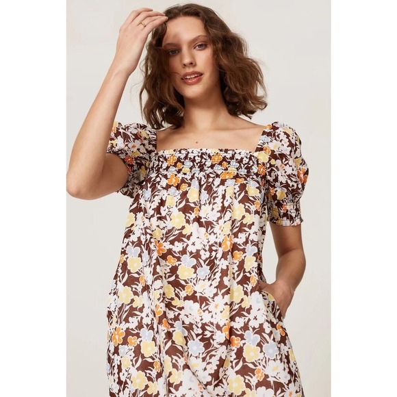 Tory Burch Dresses & Skirts - Tory Burch Brown Floral Mini Dress Size Large